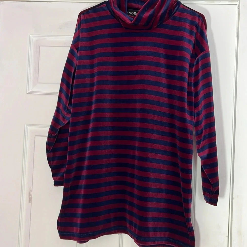 Soft striped cowl neck tunic